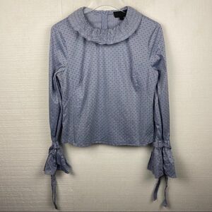 Intermix Blouse M Blue Boho Long Sleeves Ruffles
